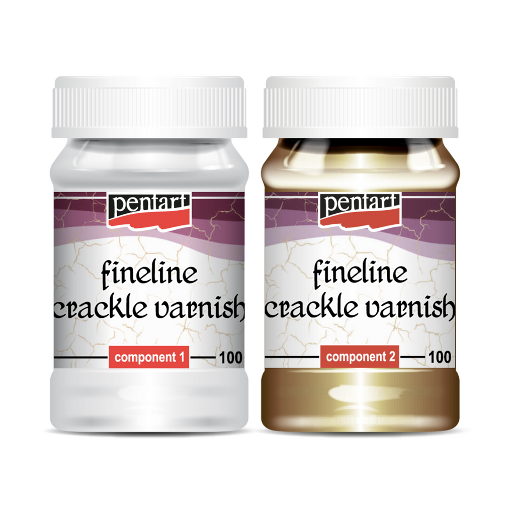 Two bottles of Pentart Fineline Crackle varnish in 100 ml size