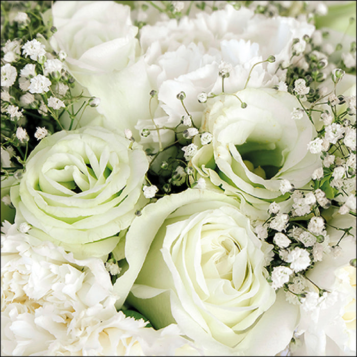 white and green roses with white baby's breath flowers bouquet  Decoupage Napkins