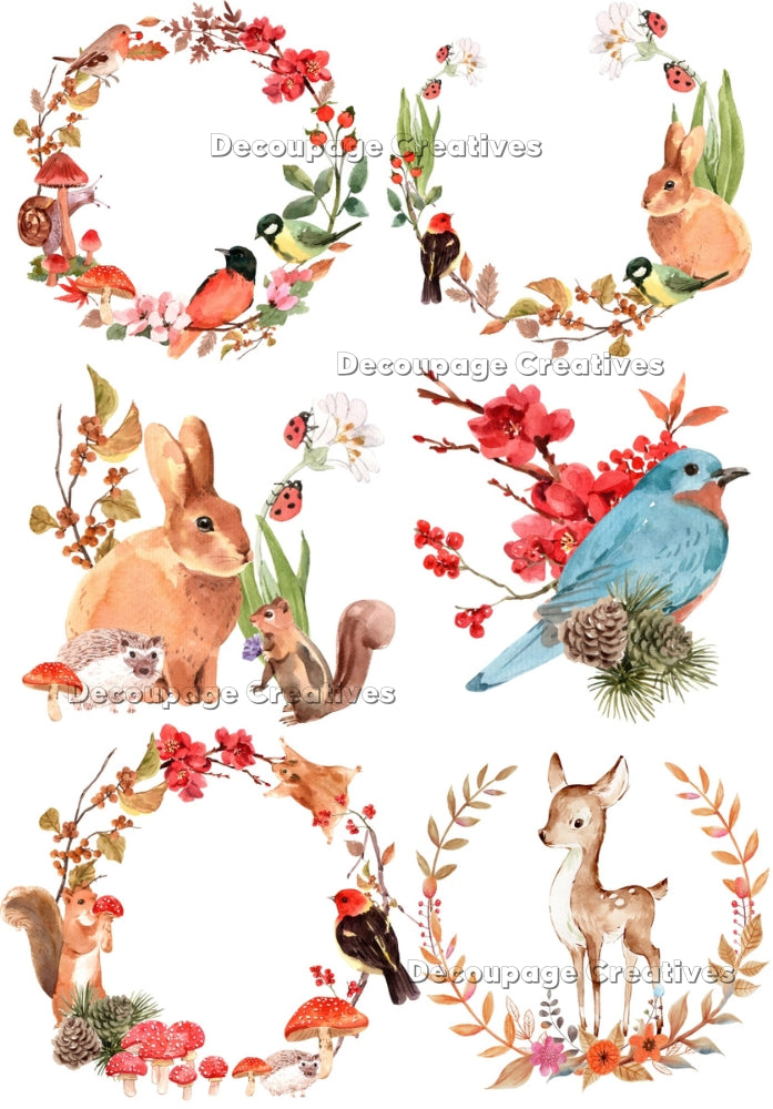 easter animals on wreaths decoupage paper by Decoupage Creatives