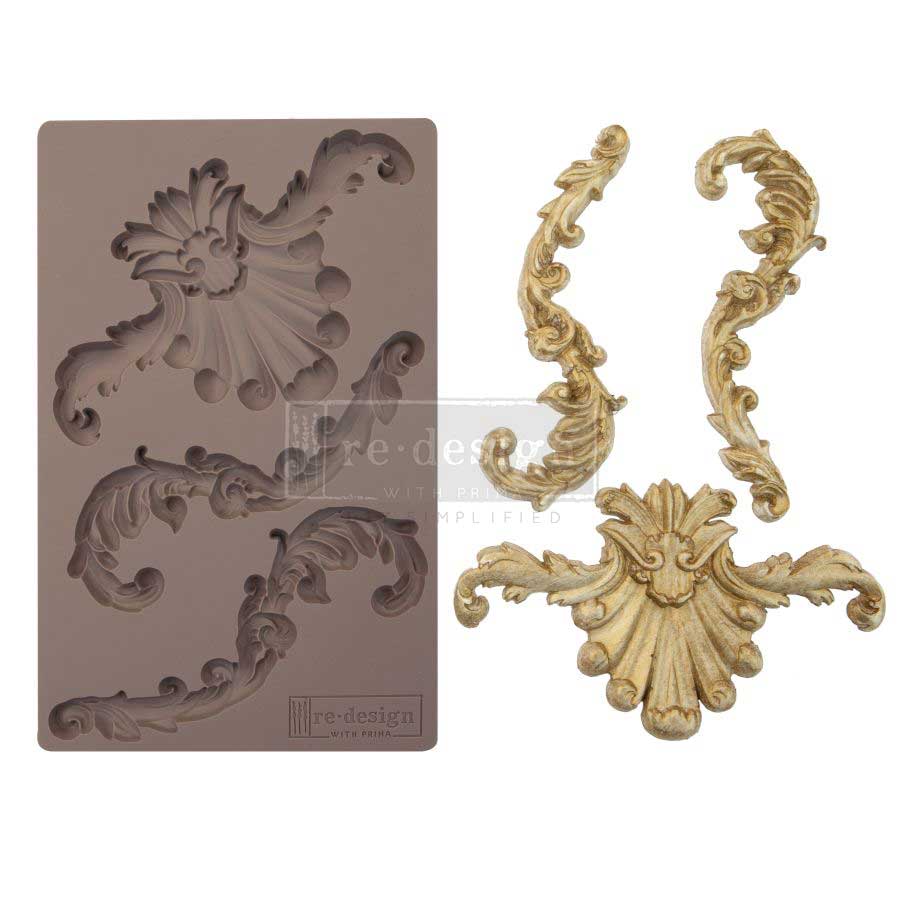 ReDesign with Prima silicone Decor Mold 5x8 Pattern: Greco Crest. Heat resistant and food safe. Breathe new life into your furniture