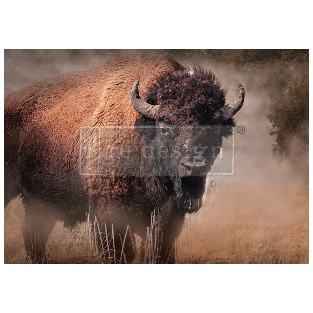 Image of large bison. ReDesign with Prima's A1 size Tear Resistant Decoupage Paper combines fabric-like durability with exceptional flexibility.