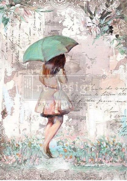 Girl with umbrella. A1 Fiber Paper for Decoupage by ReDesign with Prima.