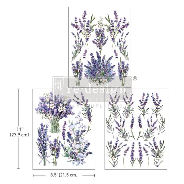 ReDesign with Prima Lavender Bunch Decor Transfers® are easy to use rub-on transfers for Furniture and Mixed Media uses