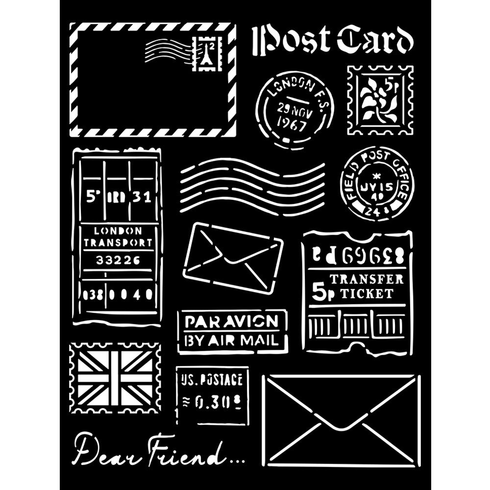 Stamperia Postcard Stencils are made of flexible yet strong plastic material. Ideal for 3D effects and Mixed Media.