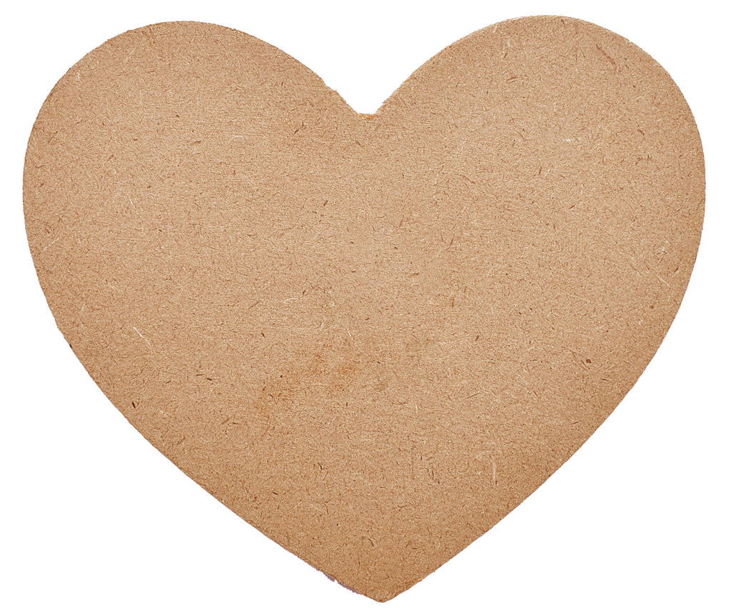 A single heart shaped MDF wood coaster, unpainted.