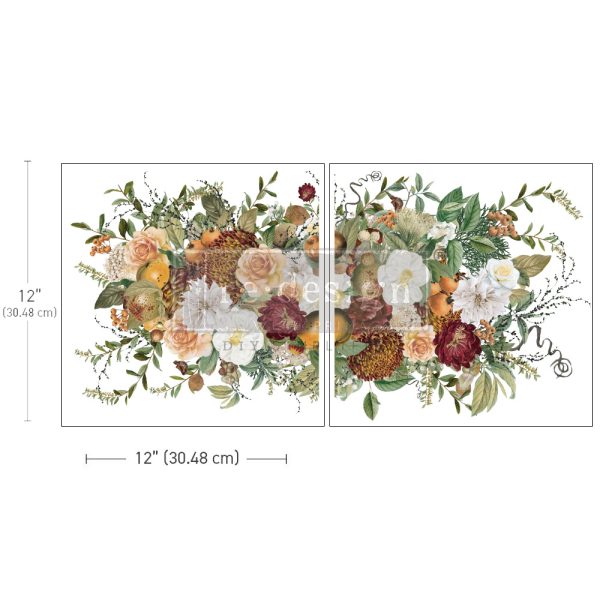 vintage autumn flowers in a bouquet Autumnal Bliss Maxi Decor transfer from ReDesign witn Prima