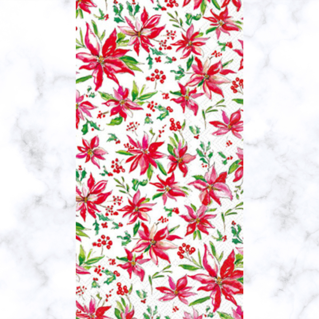 Red poinsettia all over Quality European Decoupage Decorative Craft Paper Napkins. 3 ply. Ideal for Collage, Scrapbooking.