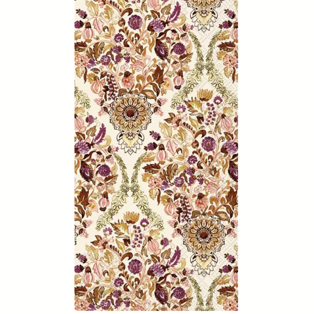 paisley purple flower patterns on cream Decoupage Craft Paper Napkin for Mixed Media, Scrapbooking