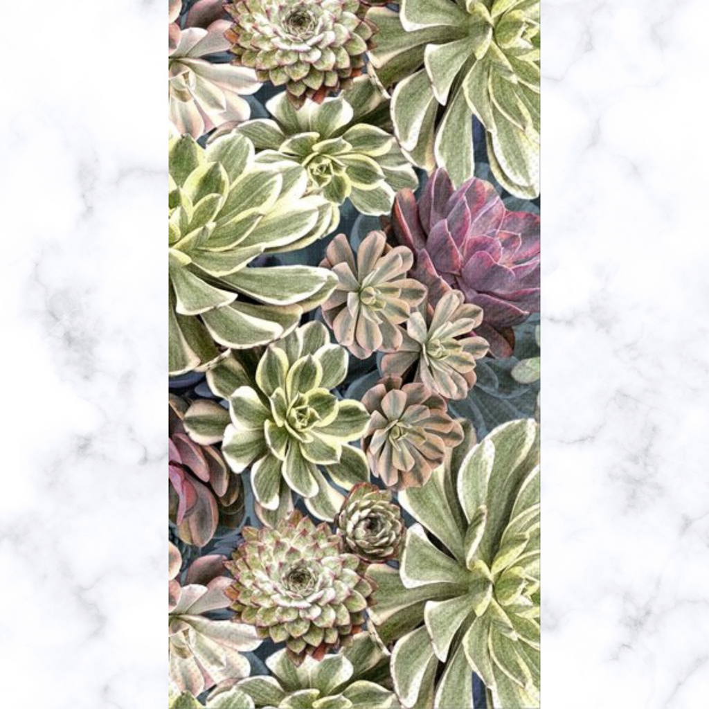green and purple succulent blossoms on grey Decoupage Napkins
