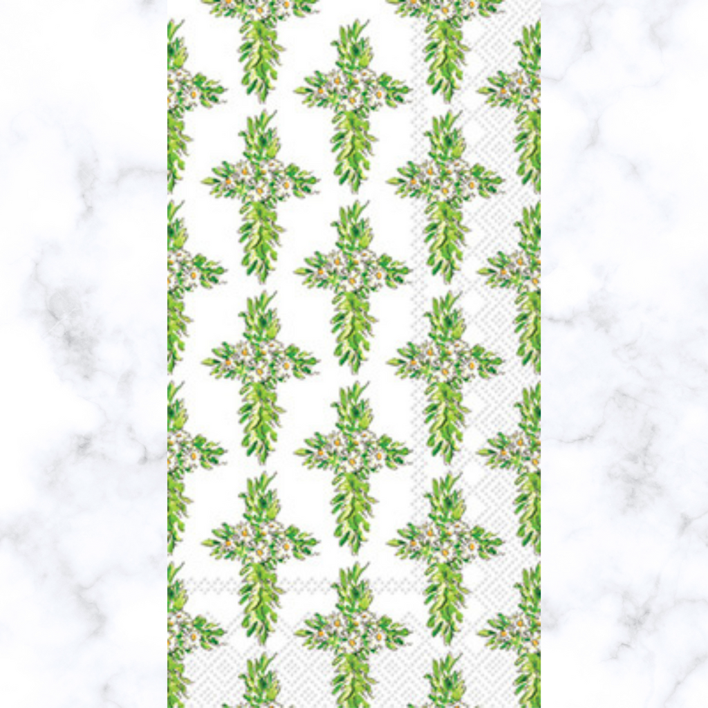 floral crosses in greenery and white flowers Buffet Decoupage napkins