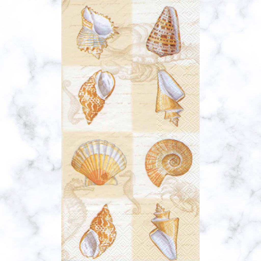 hand draw sea shells in tan Buffet Decoupage napkins