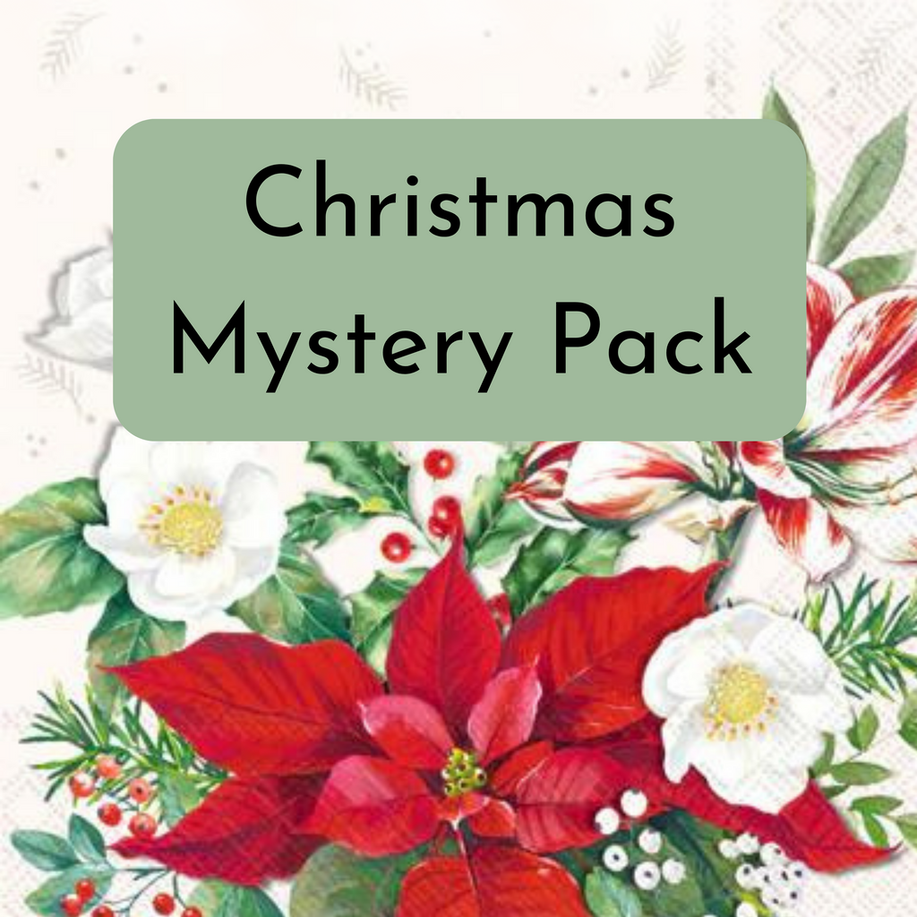 Red Poinsettias Christmas themed Mystery Variety Surprise Decoupage Napkin Pack 10/Pkg. 
