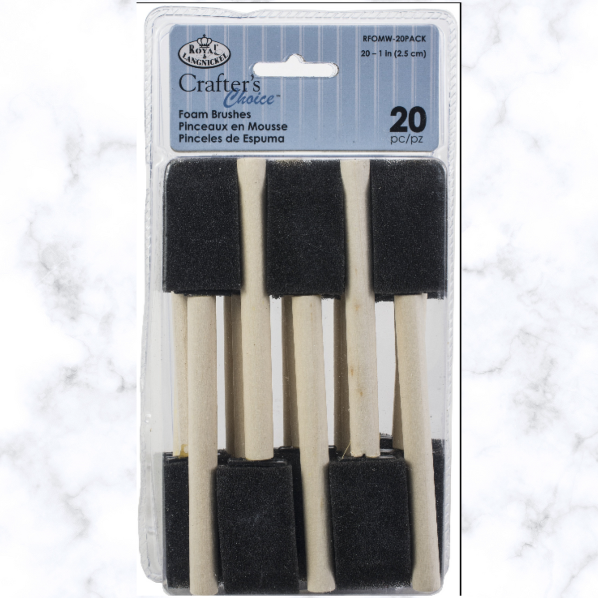 Crafter's Choice Foam Brushes 20/Pkg inch for Paint and Decoupage