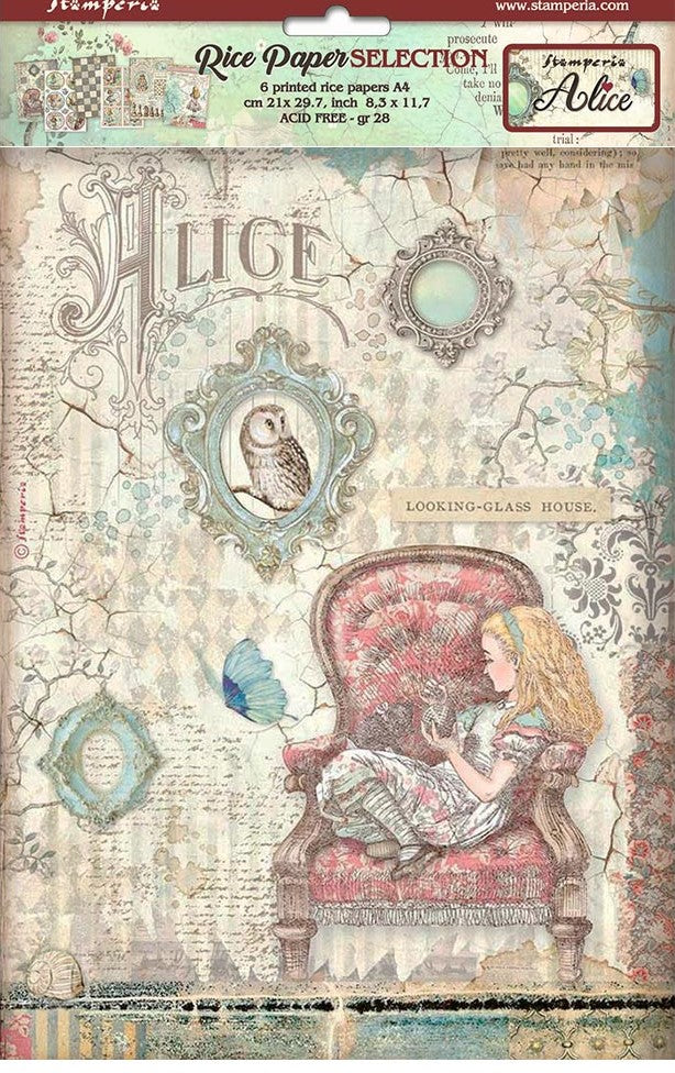 Scenes of Alice Stamperia A4 Rice Paper for Decoupage