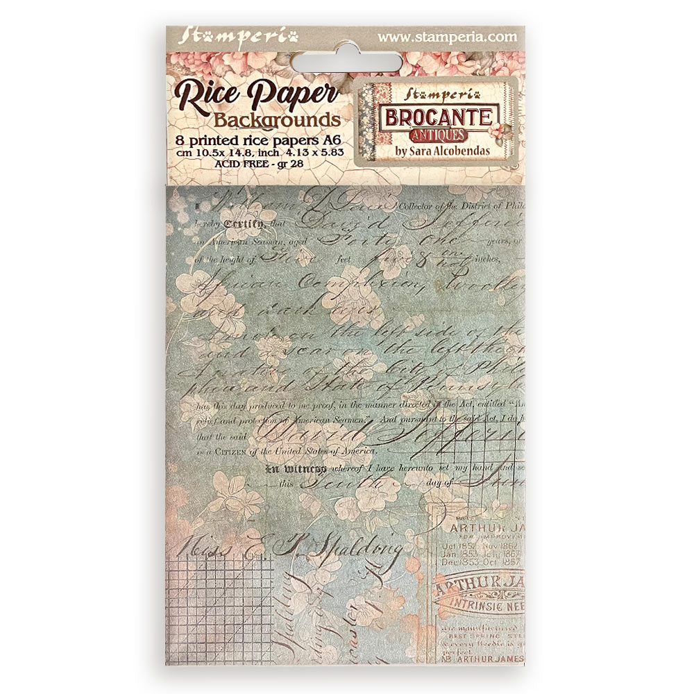 Stamperia Brocante Antiques (A6) Backgrounds Set 8/pkg European Decoupage Paper