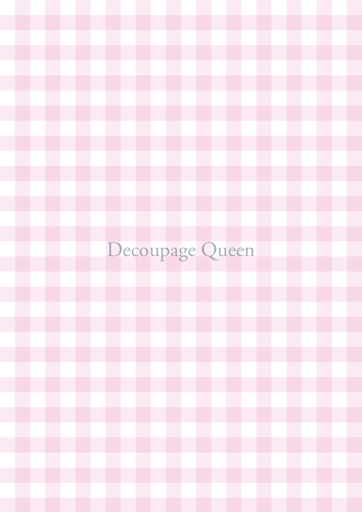pink gingham pattern Decoupage  Queen Rice Paper