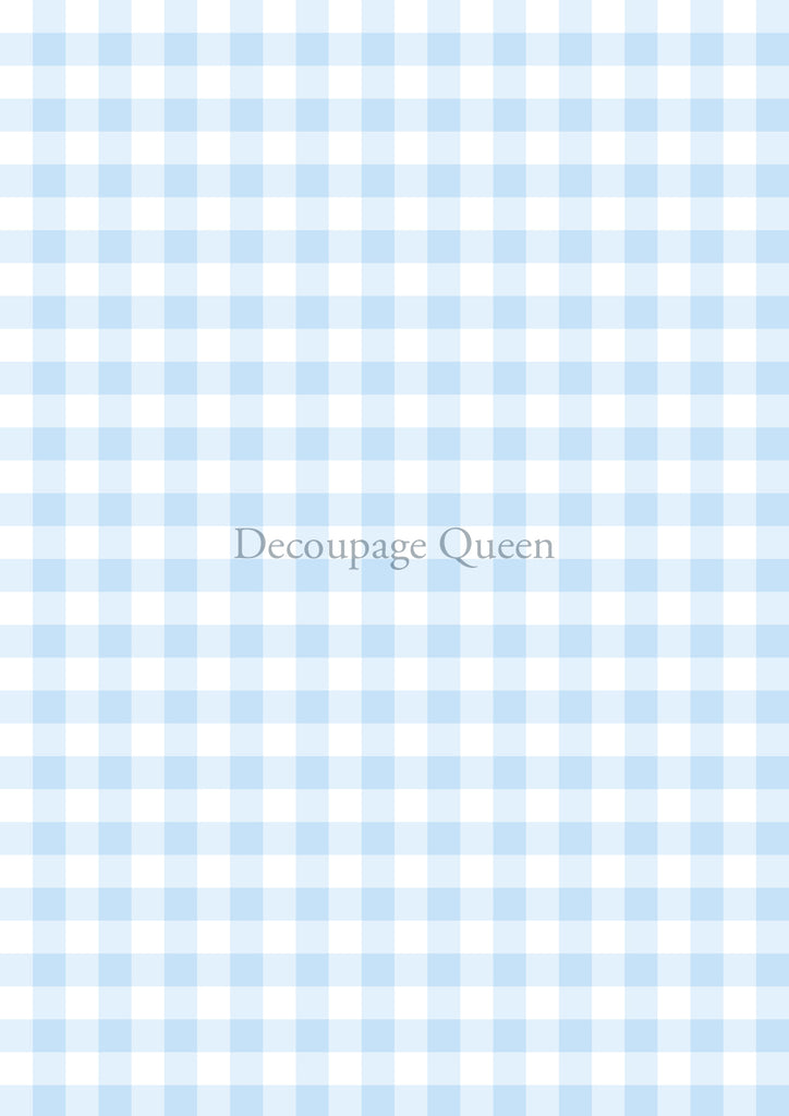 blue gingham pattern Decoupage  Queen Rice Paper