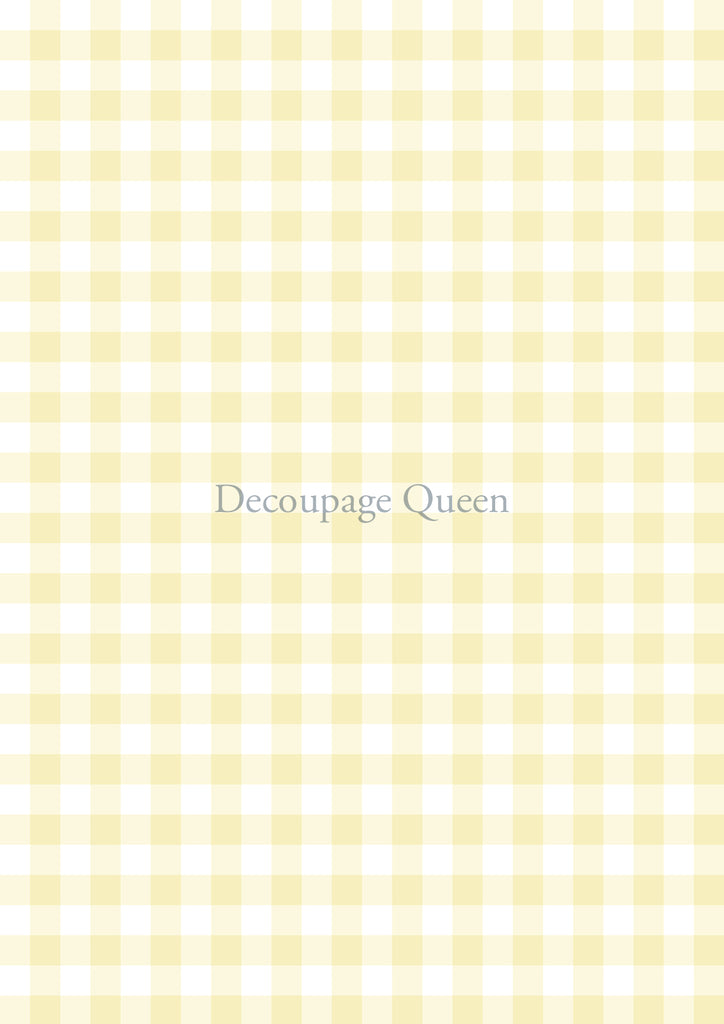 yellow gingham pattern Decoupage  Queen Rice Paper