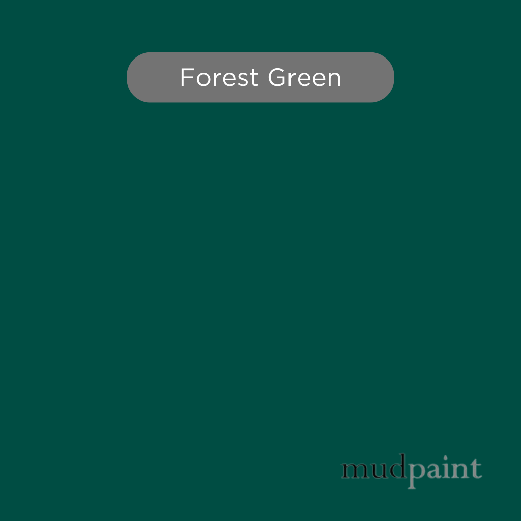 Forest Green MudPaint. Our clay-based formula ensures a smooth matte finish every time.