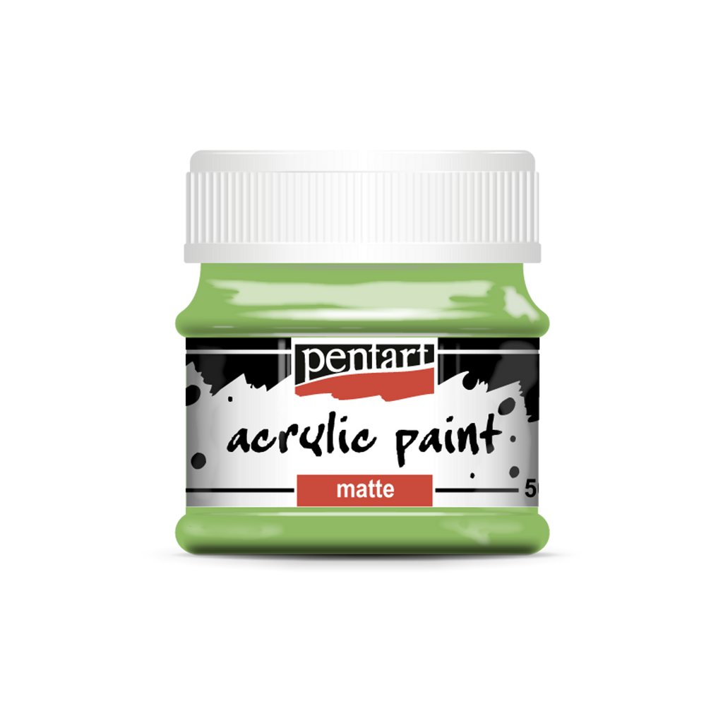 Leaf Green  acrylic paint matte  paint in clear jar with black top from Pentart