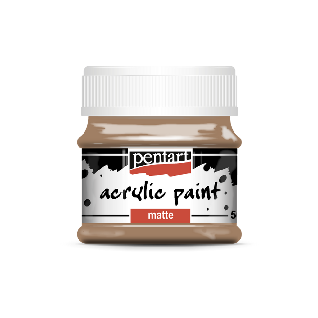 Mars Brown  acrylic paint matte  paint in clear jar with White top from Pentart