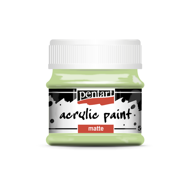 Mojito Green acrylic paint matte  paint in clear jar with White top from Pentart
