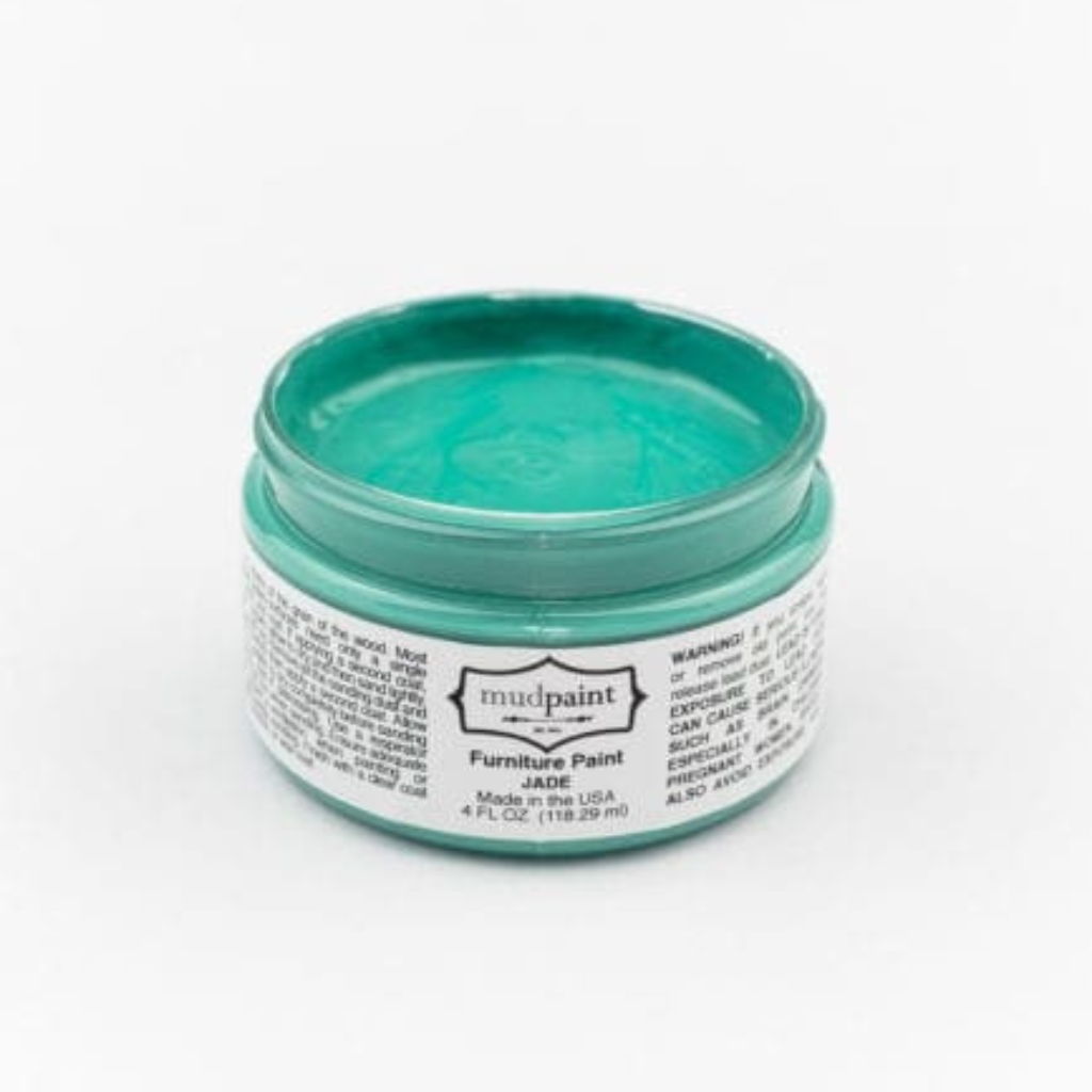 Jade green Clay paint by Mudpaint. Colored paint in 4 oz jar