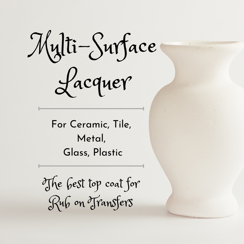 White ceramic Vase and word explanation of Polyvine Multi-Surface Lacquer for furniture upcycle