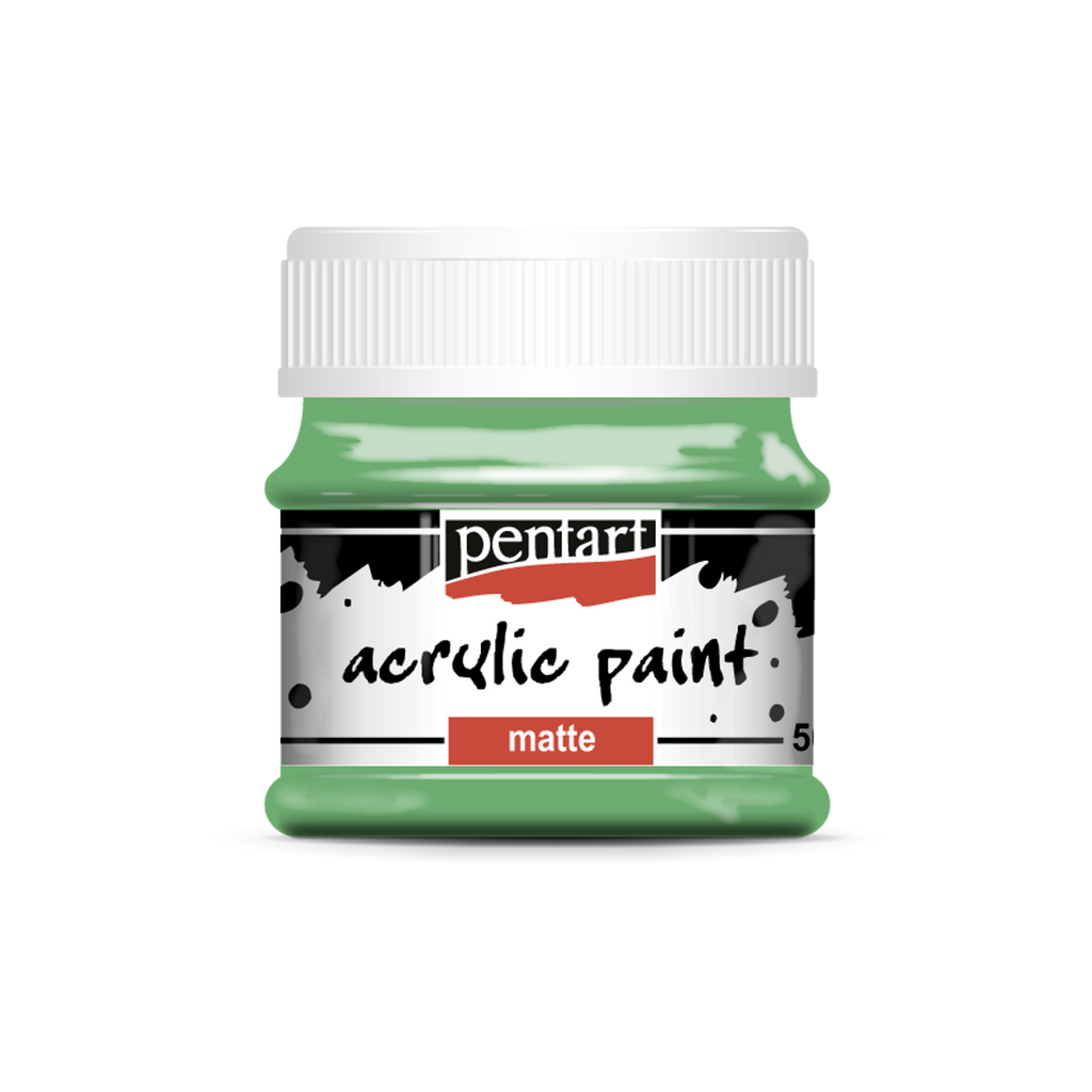 Parrot Green  acrylic paint matte  paint in clear jar with black top from Pentart