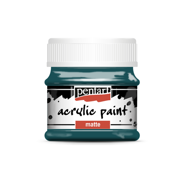 Turquoise Blue  acrylic paint matte  paint in clear jar with black top from Pentart