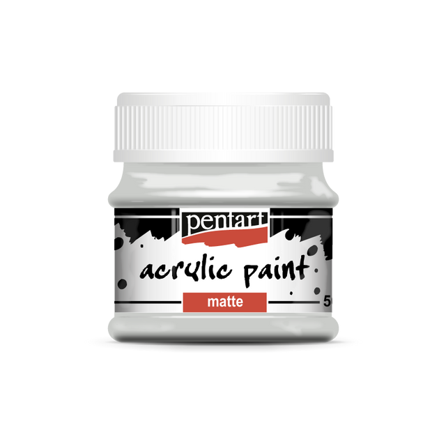 Vintage Gray  acrylic paint matte  paint in clear jar with White top from Pentart