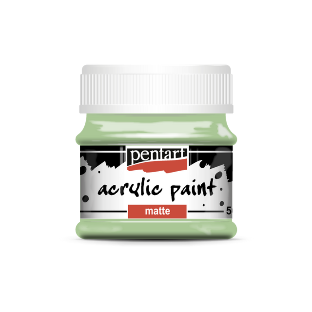 Vintage Green  acrylic paint matte  paint in clear jar with White top from Pentart