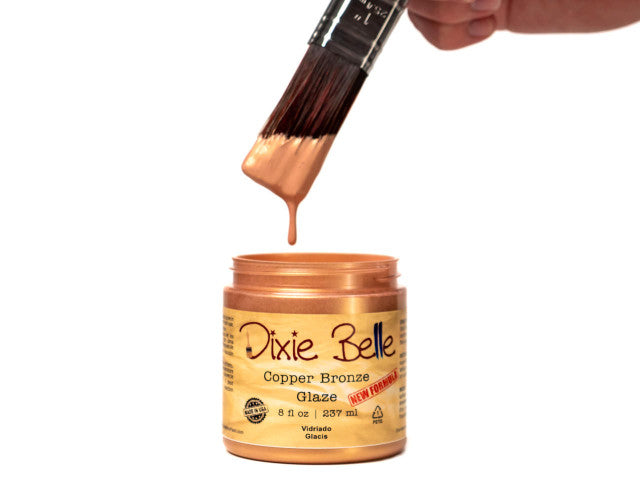 Jar of Dixie Belle Glaze in the color of Copper Bronze.