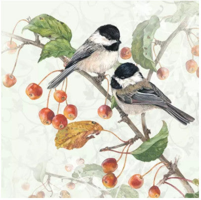 Shop Chickadee Birds on Berry Branch Decoupage Paper Napkin for Crafting, Scrapbooking, Journaling