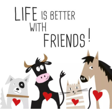 These Life is Better with Friends Cow Horse Decoupage Paper Napkins are of exceptional quality. Imported from Europe. 3-ply, silky feel. Ideal for Decoupage Crafting, Scrapbooking