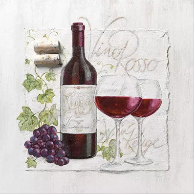 These Decoupage Vino Rosso Wine Paper Napkins are of exceptional quality. Imported from Europe.  3-ply. Ideal for Decoupage Crafting, DIY craft projects, Scrapbooking