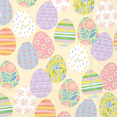 These pastel on cream Eggstra Eggs Decoupage Paper Napkins are Imported from Europe. Ideal for Decoupage Crafting, DIY craft projects, Scrapbooking, Mixed Media