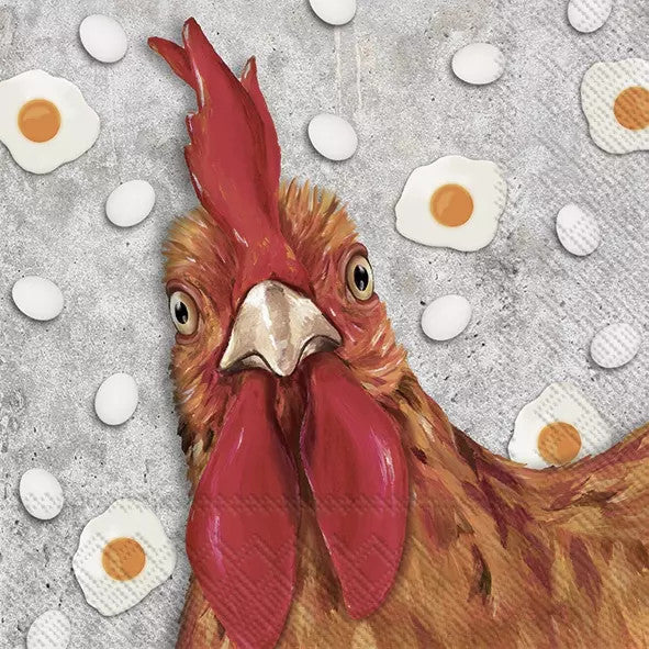 These Rooster with Eggs Decoupage Paper Napkins are Imported from Europe. Ideal for Decoupage Crafting, DIY craft projects, Scrapbooking, Mixed Media