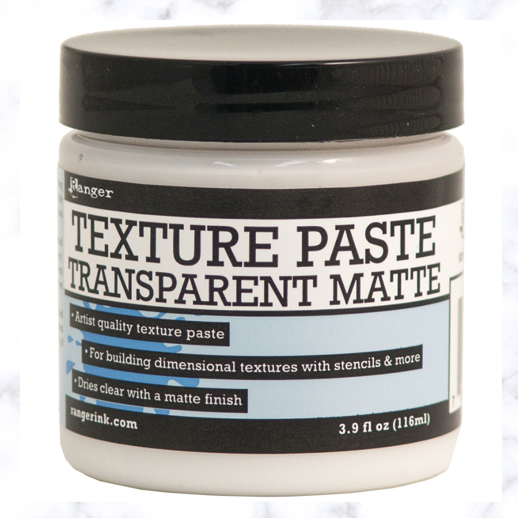 Ranger Texture Paste 4oz - Transparent Matte. This artist quality texture paste is ideal for adding dimensional layers onto a variety of surfaces