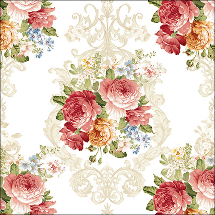 Vitage pink and blue floral pattern. These Sara Cream European Decoupage Paper Napkins are of exceptional quality. 3 ply. Ideal Decoupage crafts