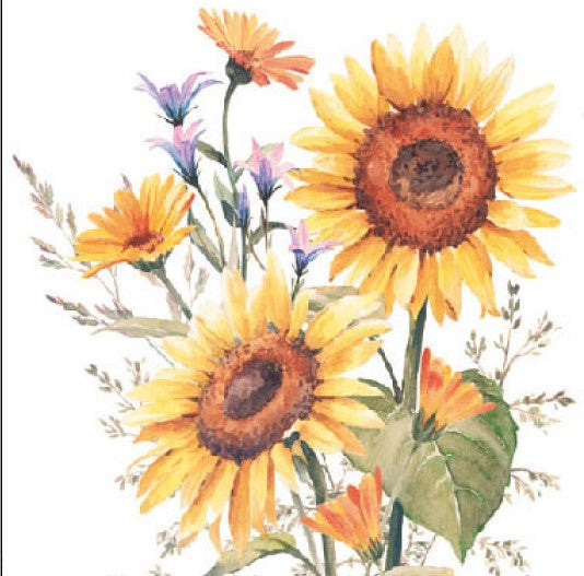 Yellow Sunflowers Craft Paper Napkin for Decoupage, Scrapbooking, Collage