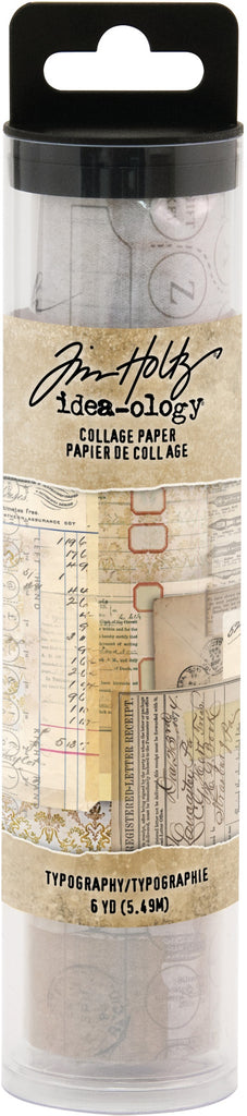 Shop Beautiful Typography Tim Holtz Idea-ology semi-transparent Collage Paper Roll. Size 6 feet by 6 inches. Imported. Ideal for Decoupage, Scrapbooking, Mixed Media