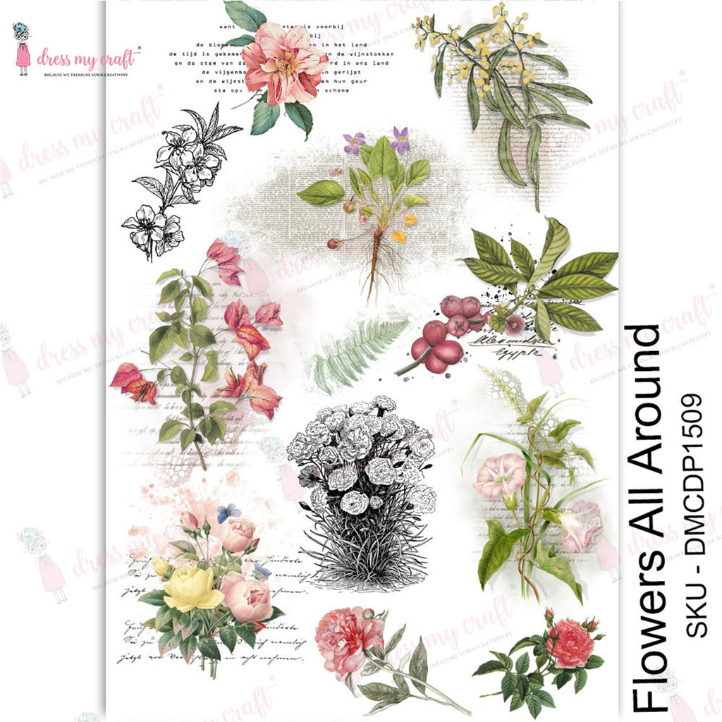 Shop Flowers All Around Dress My Craft Transfer Me Papers for Craft Projects. Incredibly beautiful. Vibrant and Crisp transfer image. Enhances look of Wood, Metal, Plastic, Leather, Marble, Glass, Terracotta