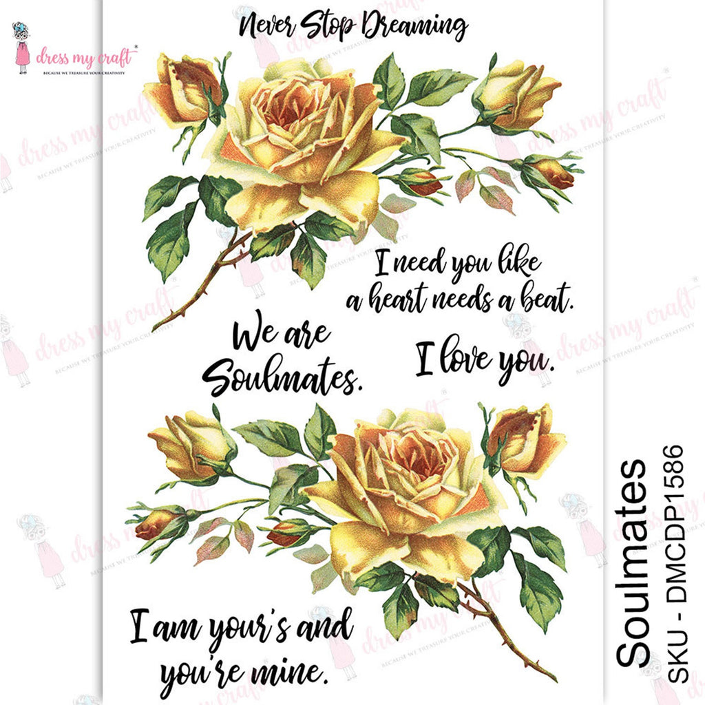 Shop Yellow Roses Soulmates Dress My Craft Transfer Me Papers for Craft Projects. Incredibly beautiful. Vibrant and Crisp transfer image. Perfect for Furniture Upcycle, DIY projects, Craft projects, Mixed Media, Decoupage Art and more.