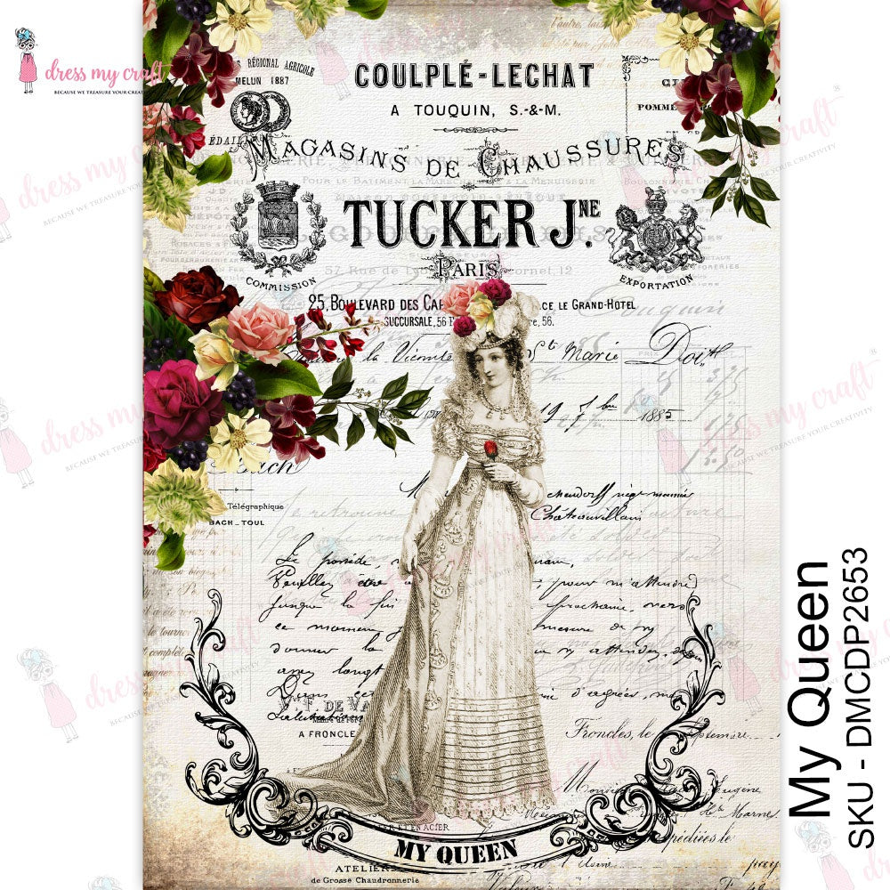 Shop My Queen Dress My Craft Transfer Me Papers for Craft Projects. Incredibly beautiful. Vibrant and Crisp transfer image. Enhances look of Wood, Metal, Plastic, Leather, Marble, Glass, Terracotta