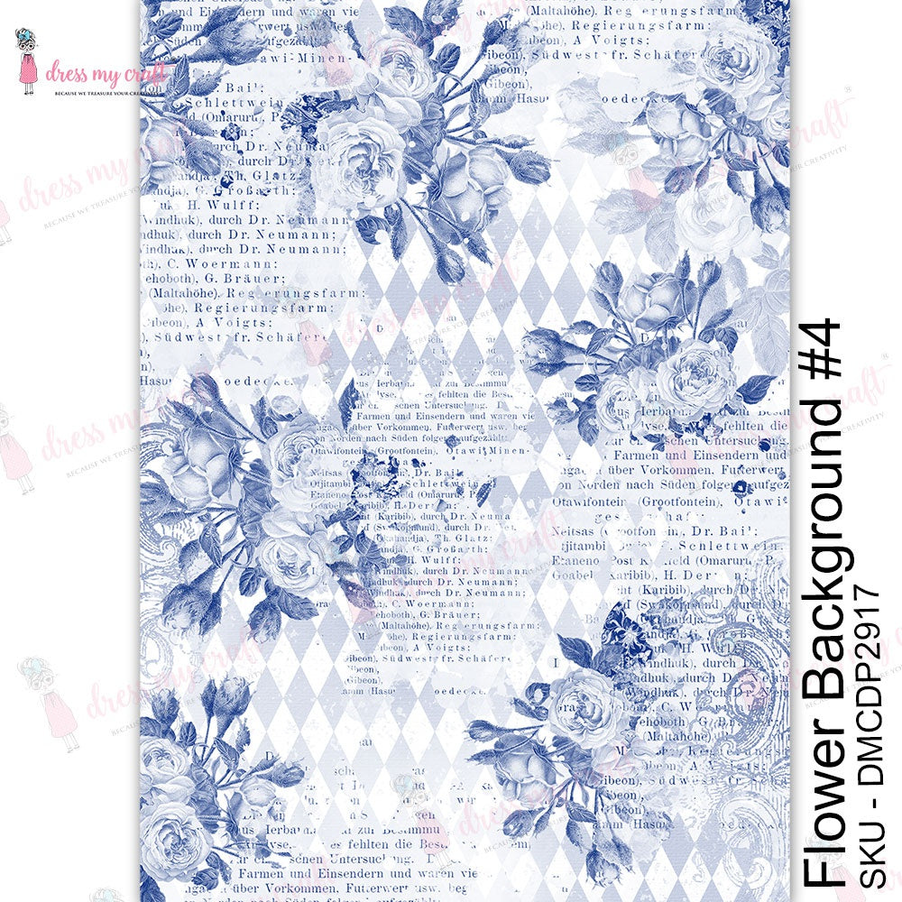 Shop Blue Flower Dress My Craft Transfer Me Papers for Craft Projects. Incredibly beautiful. Vibrant and Crisp transfer image. Perfect for Furniture Upcycle, DIY projects, Craft projects, Mixed Media, Decoupage Art and more.