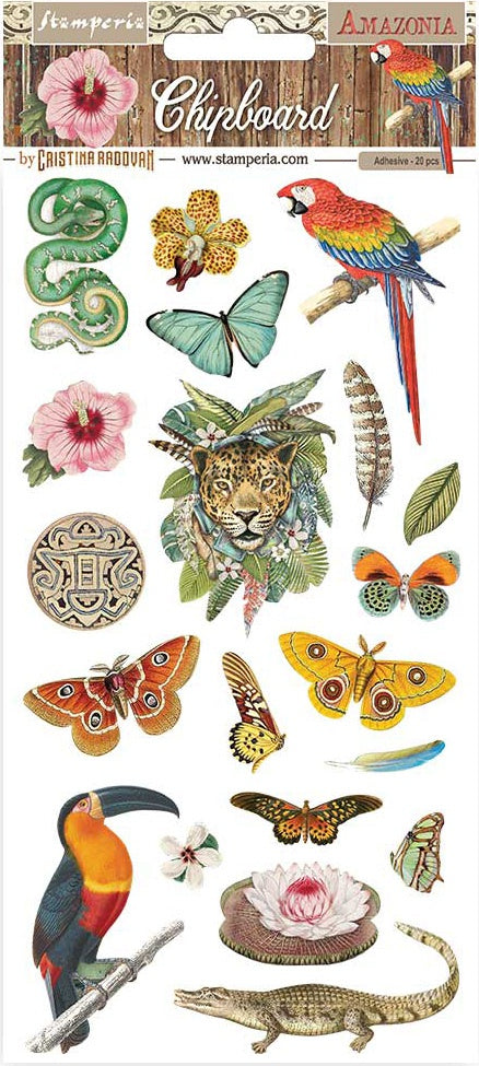 Stamperia Amazonia Chipboard Die Cuts have an adhesive backing. They feature beautiful collections designed by top European artists