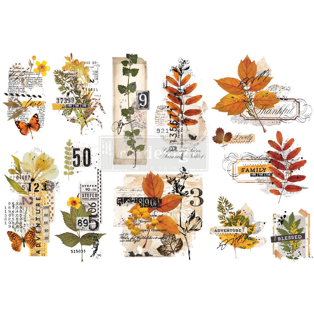 Shop Autumn Essentials ReDesign with Prima Rub on Transfer with Fall Leaves