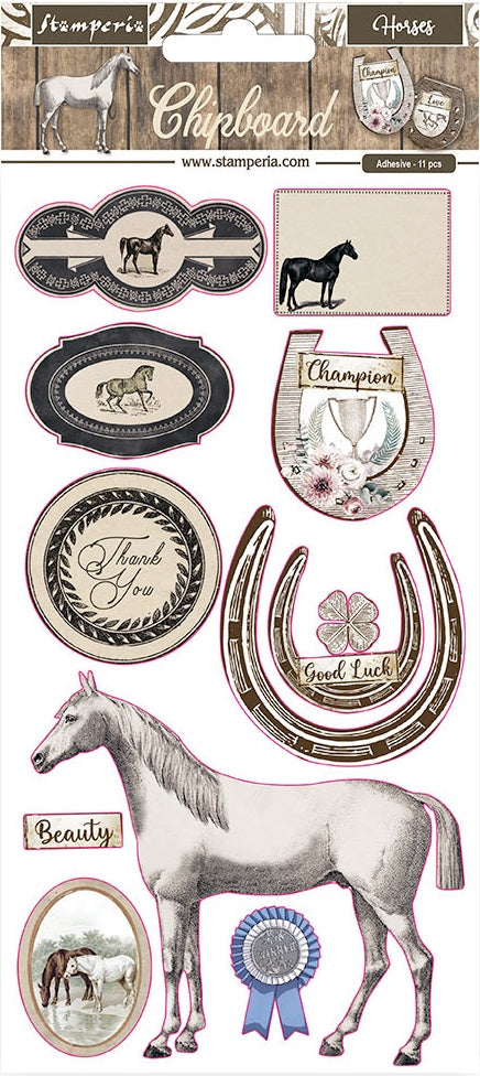 Stamperia Romantic Horses Chipboard Die Cuts have an adhesive backing. They feature beautiful collections designed by top European artists