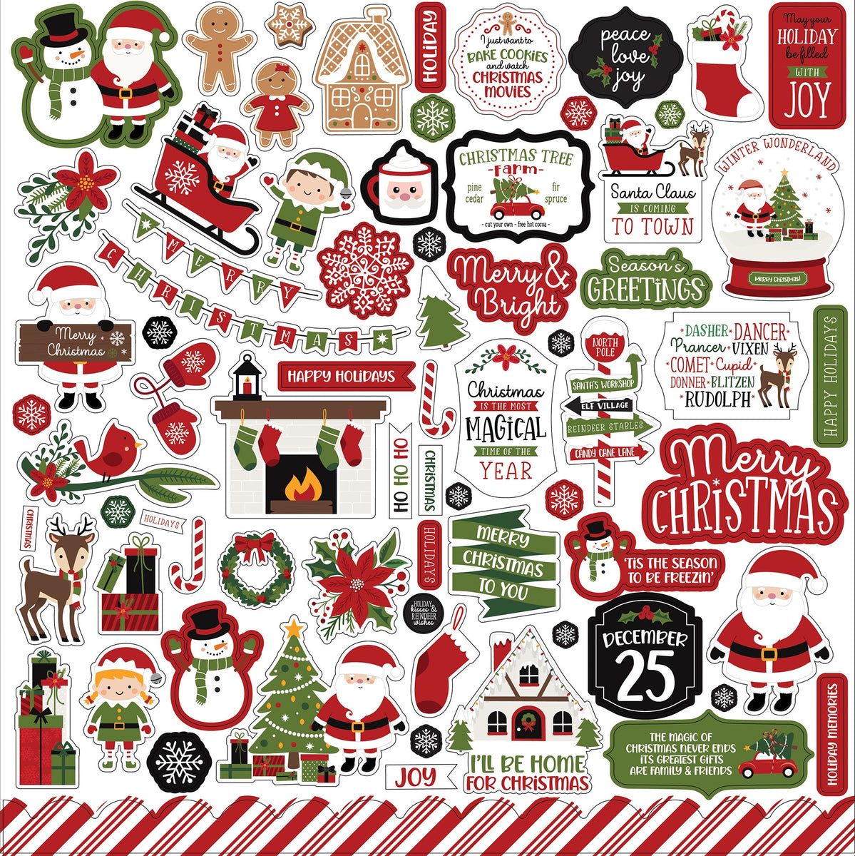 Farmhouse Christmas Cardstock Stickers 12X12-Elements - 787790197119